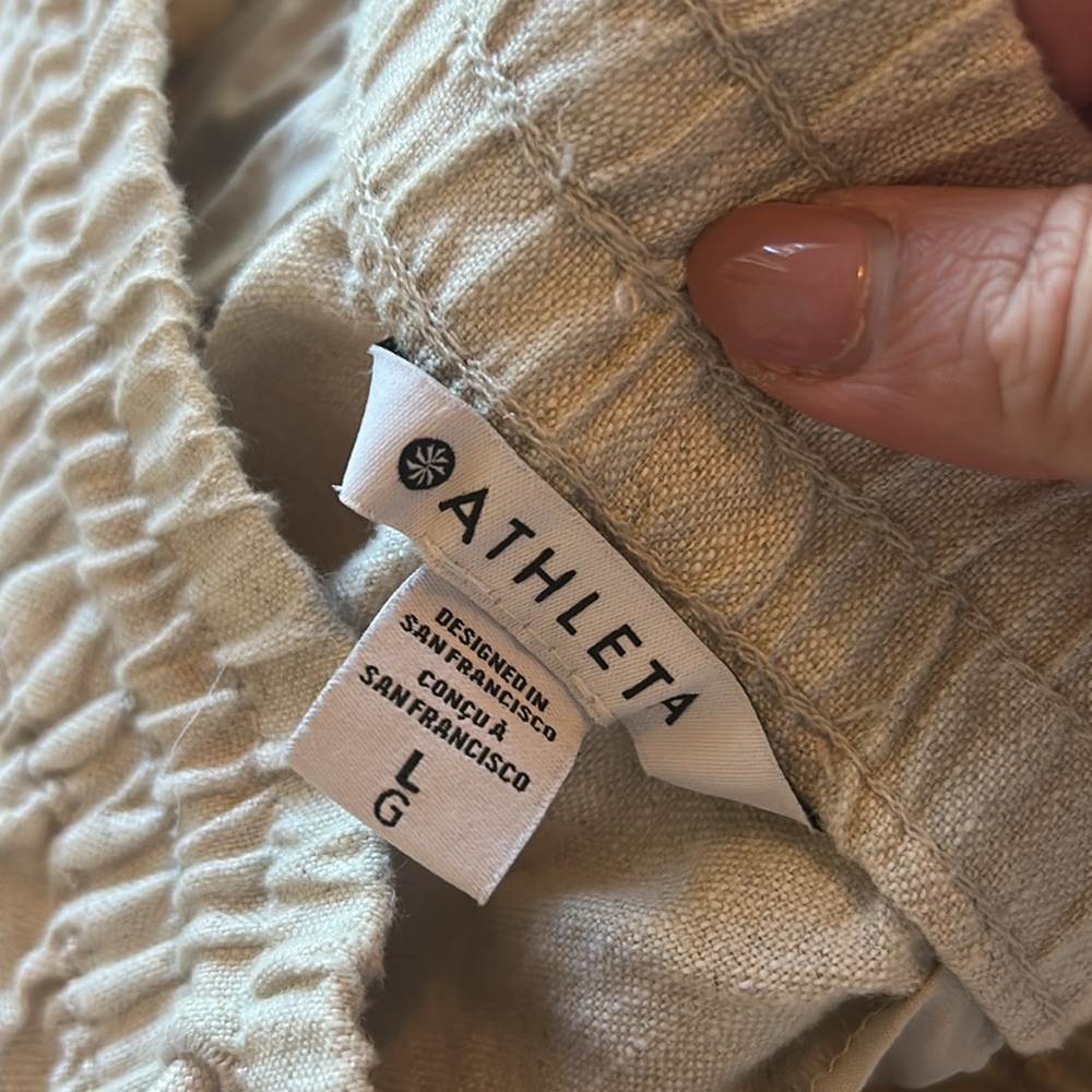 NWT Athleta Linen Wide Leg Pant L - Picture 3 of 5